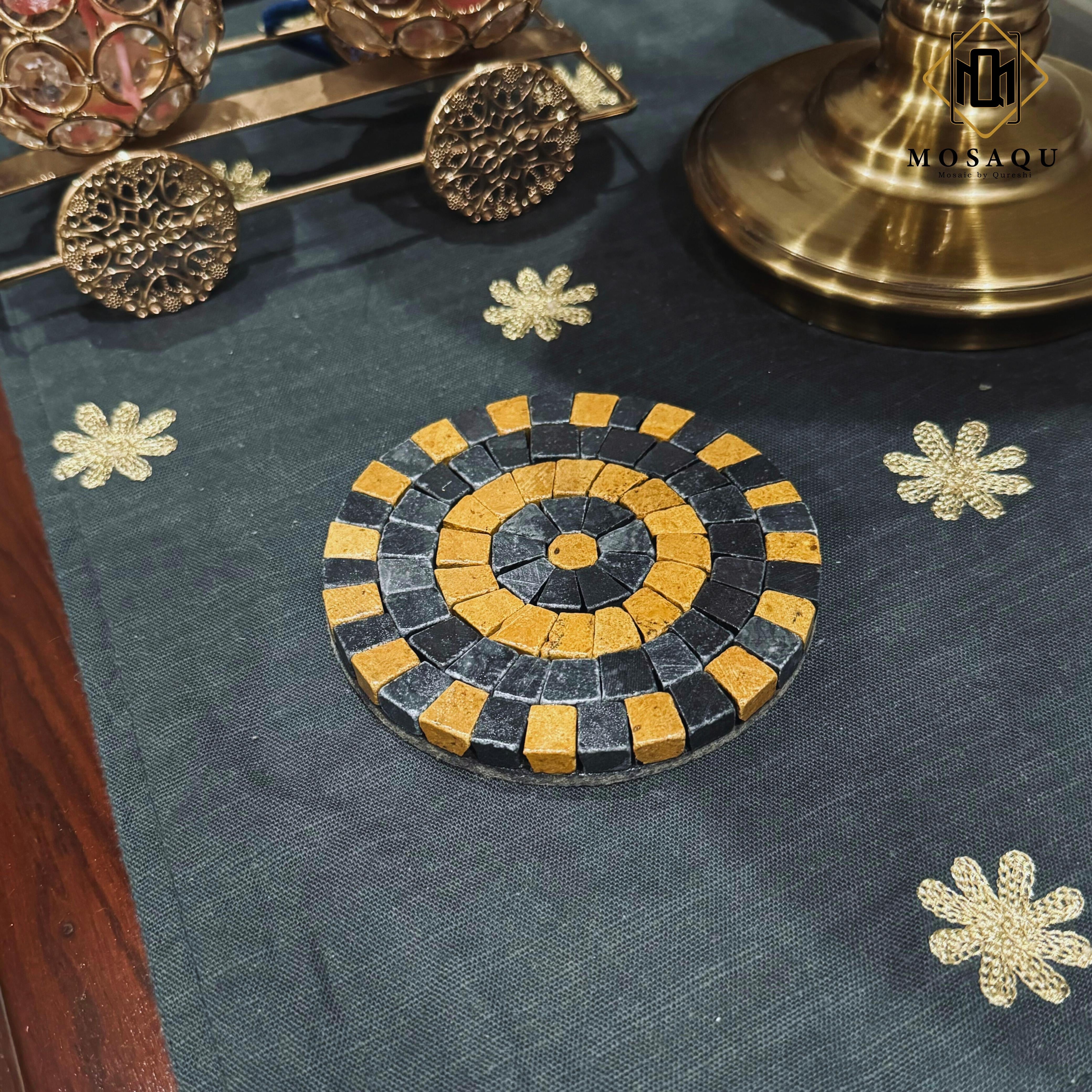 Midnight Gold Handmade Coaster for Antique Home Decor